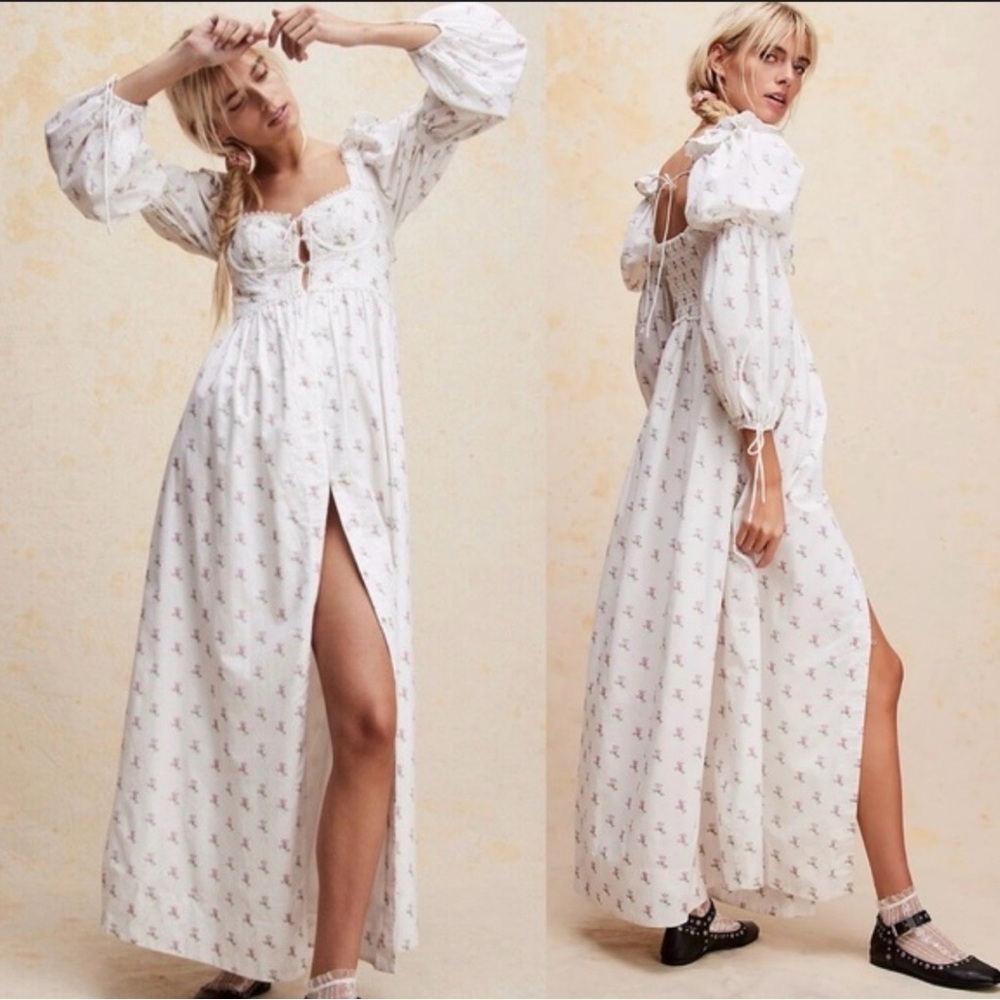 For Love And Lemons Carlotta White Floral Maxi Dress NWT